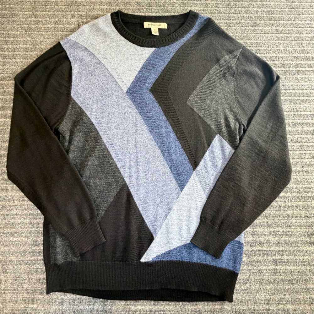 Men's Pronto Uomo Abstract Geometric Woool Blend Sweater Grandpacore Vintage 90s
